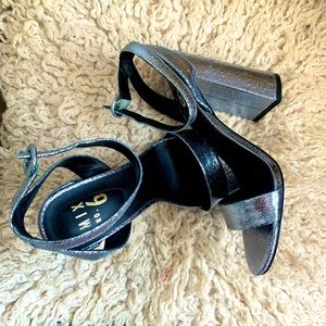 Sparkly blue/silver block heels